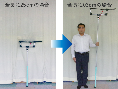 伸縮シャフト使用時携行性にも優れます